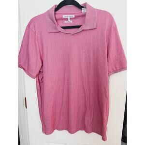 Vince Camuto Men's Polo Shirt Large Pink Pima Cotton Short Sleeve Lightweight